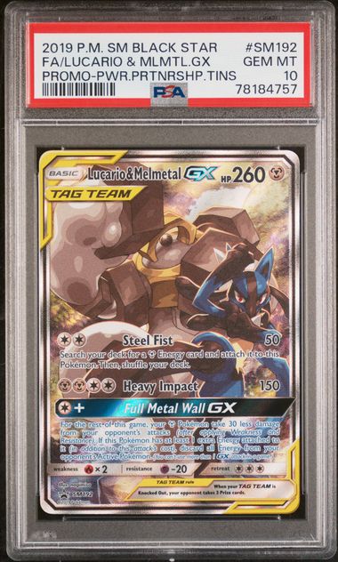 Lucario & Melmetal GX SM192 Power Partnership Tins PSA 10 78184757 Hot on Sale